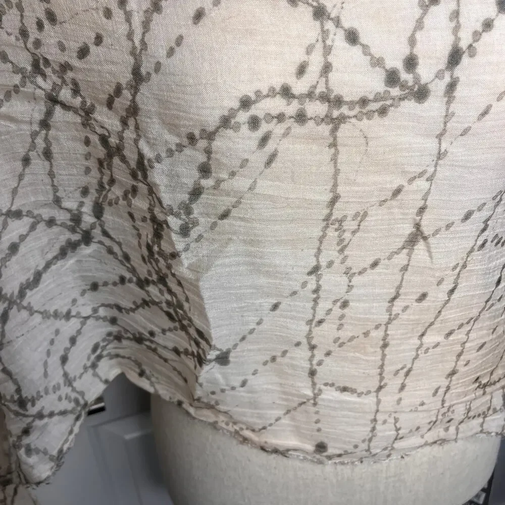 Eileen Fisher Scarf Women's White Grey Web Printed Gauze Modal Silk Flawed